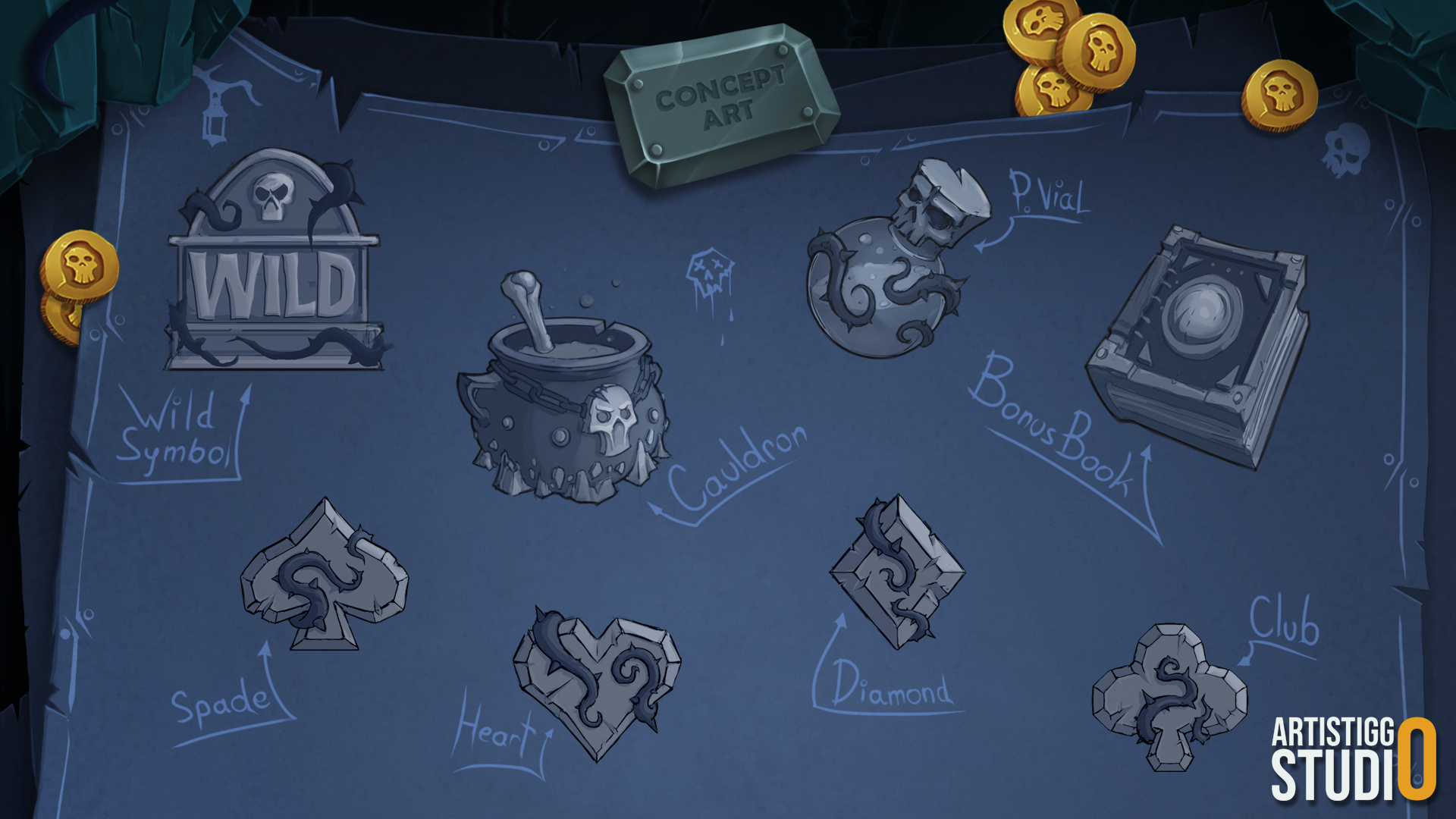 Grave of Fortune symbols concept art